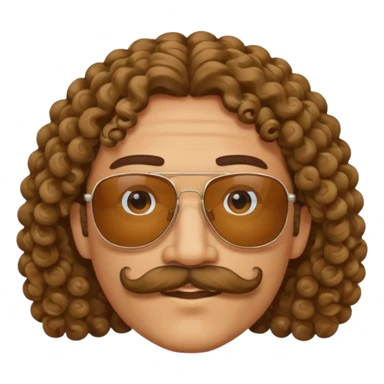 LONG CURLY mustached man in sunglasses sticker