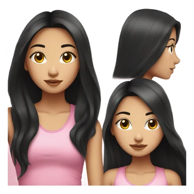 beautiful asian girl with long black hair wearing pink tank top sticker