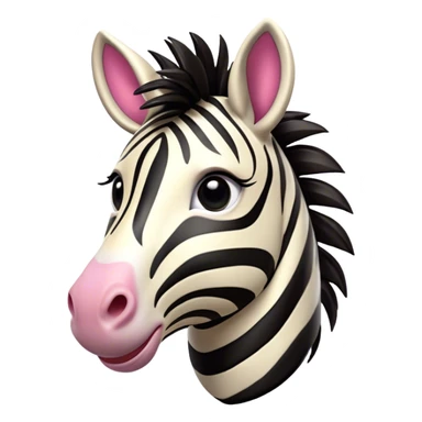Cinematic Comical Zebra Portrait Emoji, Head tilted dramatically with an exaggeratedly amused expression, featuring a striking, glossy striped fur with bold contrasts, a refined, equine head with a long snout and alert ears, and wide, expressive eyes filled with playful disbelief, Simplified yet hilariously expressive features, highly detailed, glowing with a slightly sassy glow, high shine, dramatic yet playful, stylized with an air of cheeky savannah mischief, bright and endearing, soft glowing outline, capturing the essence of a spirited and over-the-top zebra that feels like it could prance its way into internet fame instantly! sticker