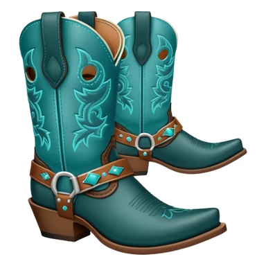Cowgirl boot with dark teal spur strap sticker
