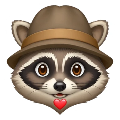 Raccoon with hat heart eyes
 sticker