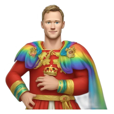 Jonathan Toews as a rainbow king with a royal robe on sticker