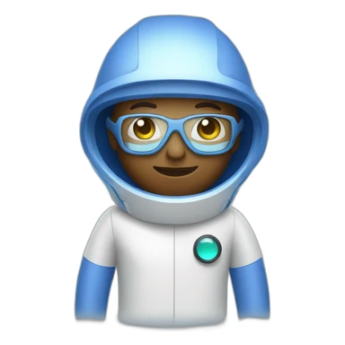 Scientist in blue hazmat sticker