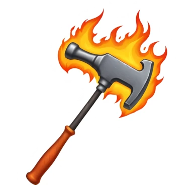 blacksmith hammer engulfed in flames sticker