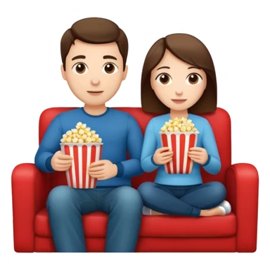 A couple sitting on a sofa watching a movie sticker