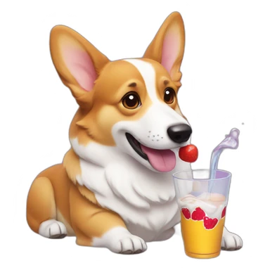 corgi drinking a redbull sticker