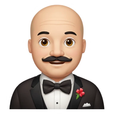 fat Bald guy with thick black mustache & bow tie sticker