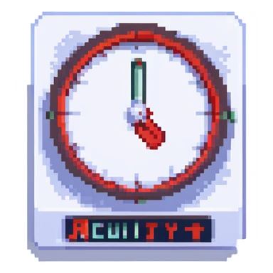 The word 'Acuity' displayed with flickering, overlapping letters, red error messages, and a frozen loading spinner, mimicking a scheduling app crash. sticker