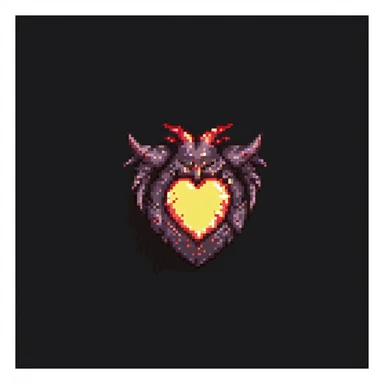 a glowing demon heart with flames sticker