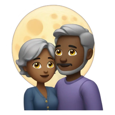 Couple looking at the Moon and star sticker