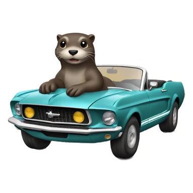 otter driving a mustang car sticker