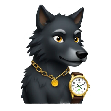 Black wolf looking at watch sticker