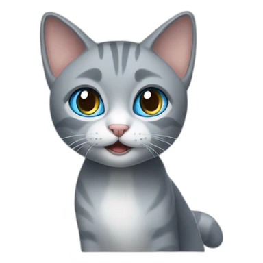Blue eyed Grey Cat pointing smg sticker