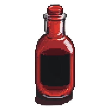 health potion with classic red liquid in a round bottle sticker