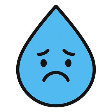 sad water droplet icon with color and black outlines sticker