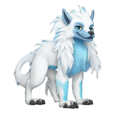 Cute Protogen-vernid-sergal-wickerbeast-fantasy-animal-fursona griffsnuff & LiLaiRa & Falvie full body white and light blue fur with white outline sticker