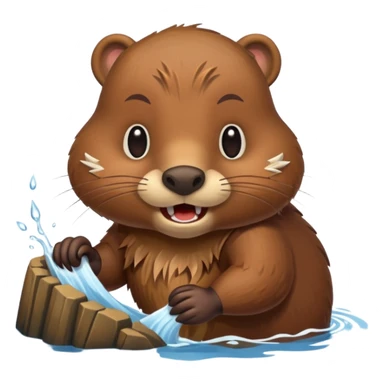 Cute beaver building a dam sticker