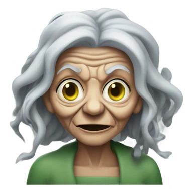 Scary old women with goblin sticker