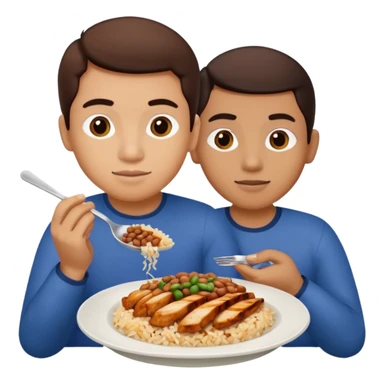 Create a person having lunch. Not a sandwich. Rice, beans and chicken. sticker