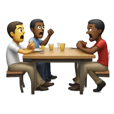 Angry friends arguing at a lunch table sticker