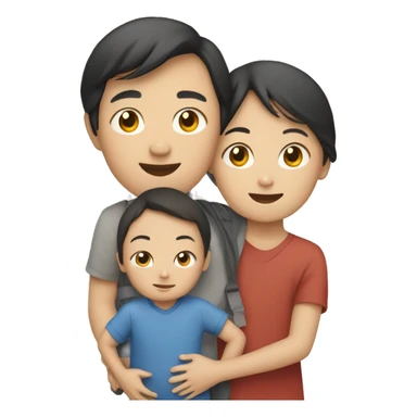asian girl and boy carrying a child sticker