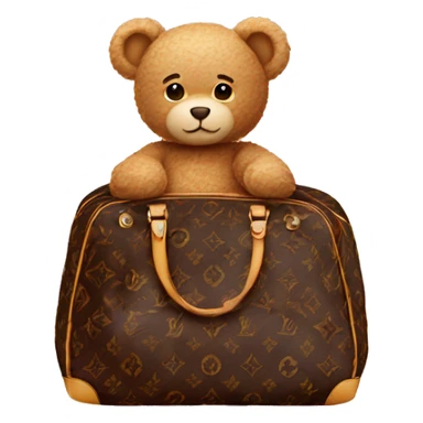 Teddy sitting in Louis Vuitton bag sticker