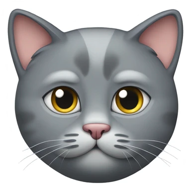 a big fat gray cat with a speck sticker