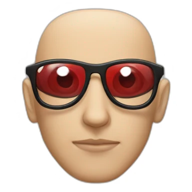 skinhead man wearing red eyeglass sticker