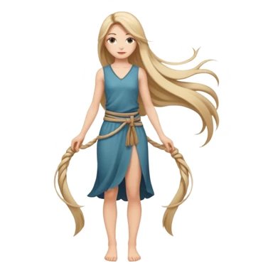 Empowered woman enjoying long tied hairs with full body side photo sticker