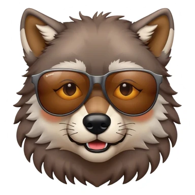 An emoji of a wolf wearing sunglas sticker