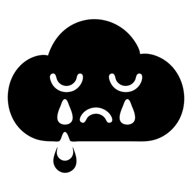 crying cloud icon with solid black style sticker