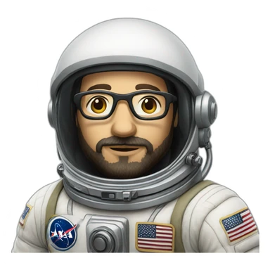realistic caucasian astronaut with black beard and white glasses sticker