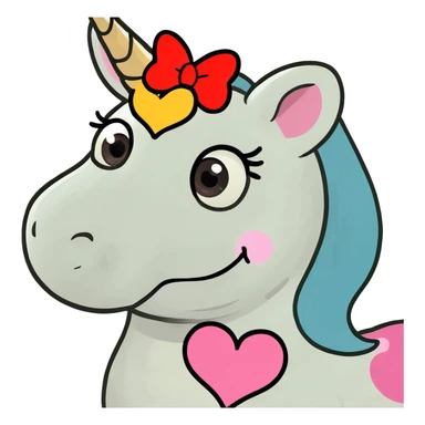 a unicorn with heart eyes wearing a minnie mouse bow sticker