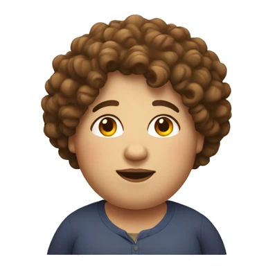 fat person with curly brown hair sticker