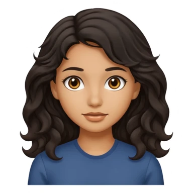 Siyah dalgalı saçlı, esmer, koyu kahverengi gözlü genç kız  sticker