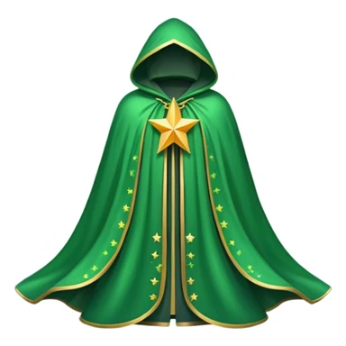 a fantasy  magic, green color with star pattern cloak sticker