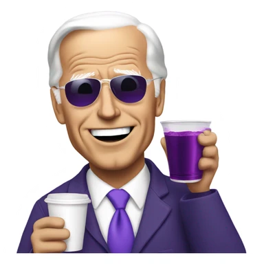 biden with purple drink in white cup sticker