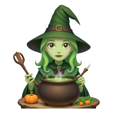 green witch cooking potion sticker