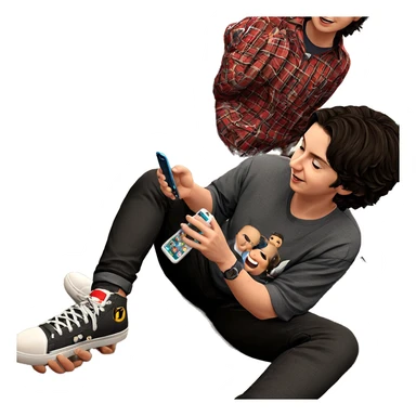 casual indoors with phone sticker