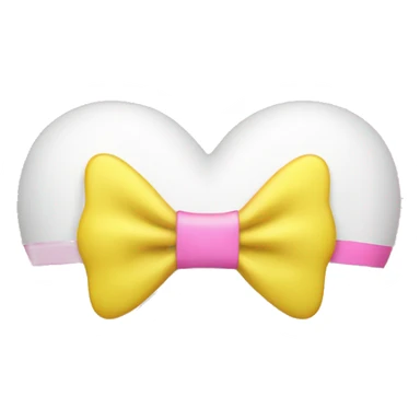white heart with yellow dot and pink bow sticker