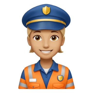 create a realistic emoji of a logistic worker resting on a parking spot sticker