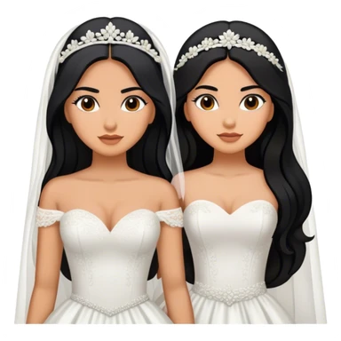 two hispanic women with long black hair getting married sticker
