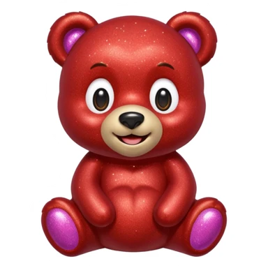 red glitter sweet bear Happy  sticker