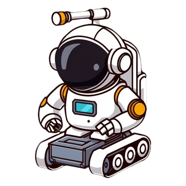 Industrial robot with exposed wiring and heavy metal plating sticker