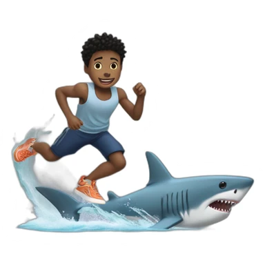 4kt nba youngboy boy running from a shark while a shark running away from Nicole Robin full body sticker