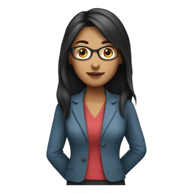 Female teacher with black long hair and professional  sticker