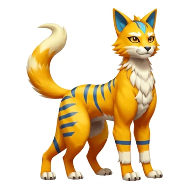 Matias-Koraidon-Renamon-Zeraora-Bastet-Fakémon-fusion-creature, full body sticker