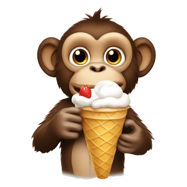 Monkey holding ice cream sticker