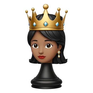 queen chess piece, black, detailed crown sticker