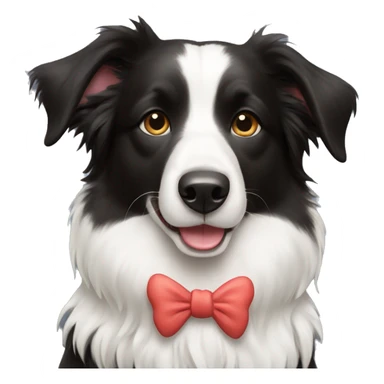 Border collie with a bow sticker